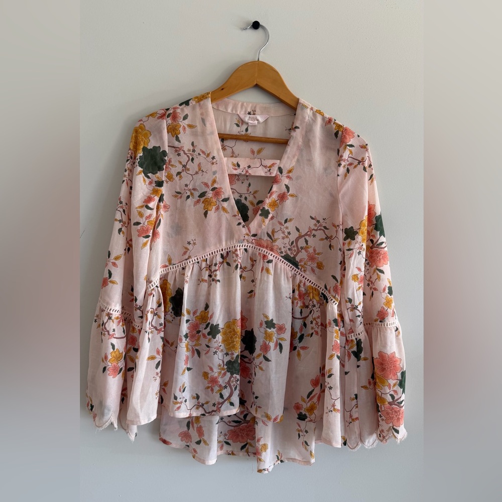 Sun Shadow Women XS Boho Forest Fairy Floral Blouse Easter Romantic